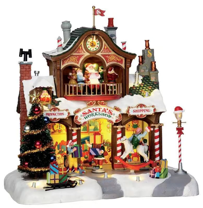 Santa's Workshop Lemax Christmas Village Illuminated Building Lemax