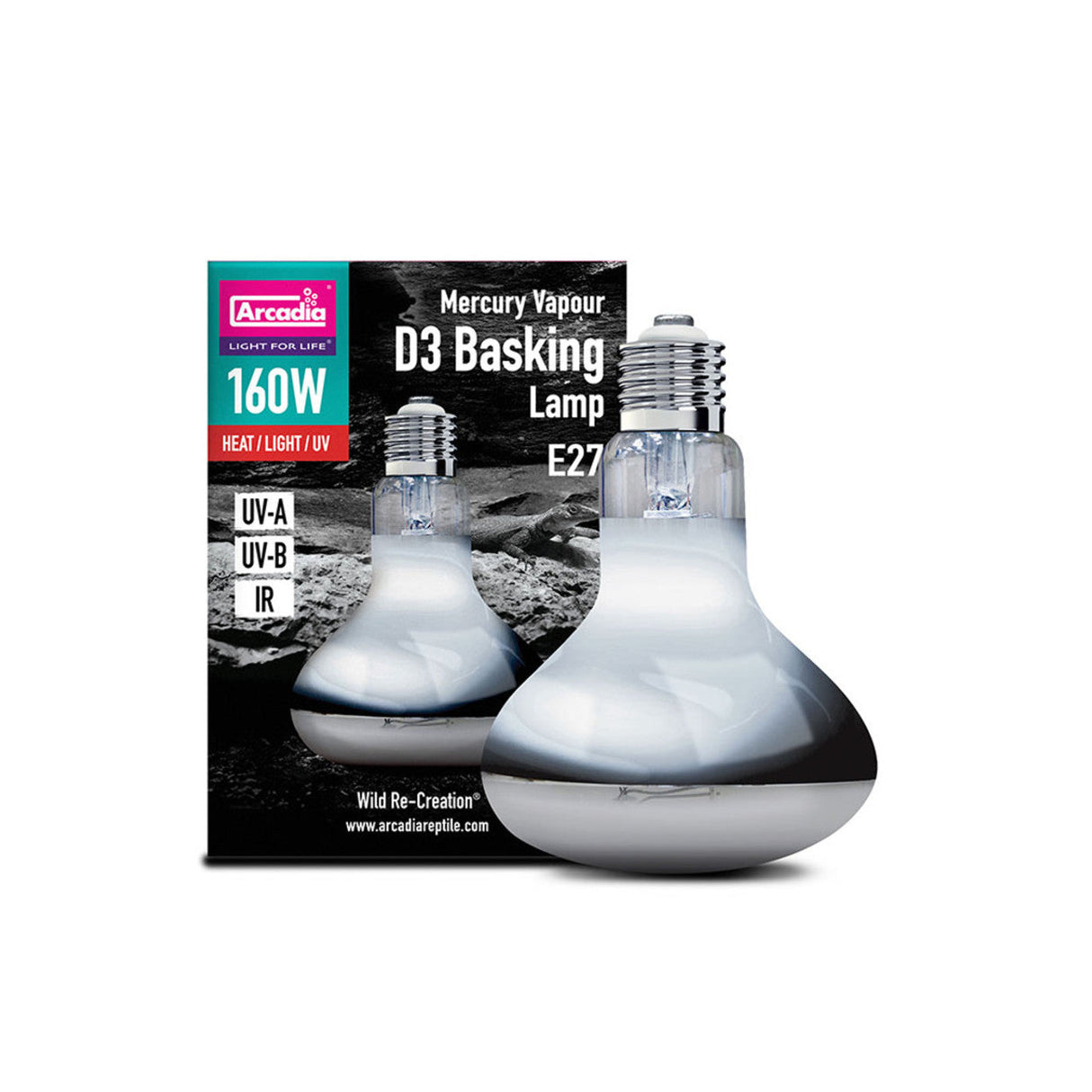 Arcadia Mercury Vapour D3 UV Basking Lamp 160W Arcadia/Monkfield Nutrition