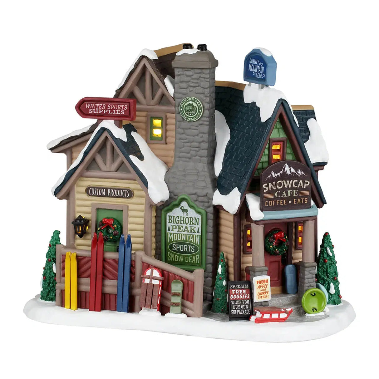 Bighorn Peak Mountain Sports Snow Gear Lemax Christmas Village Illuminated Building Lemax