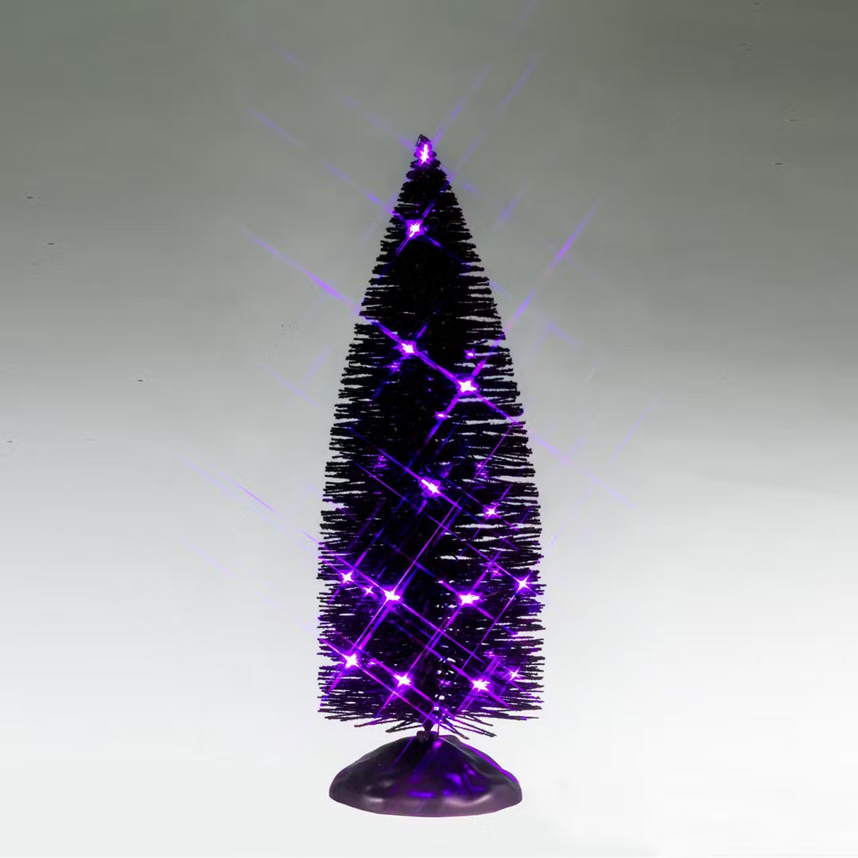 Black Bristle Tree With Purple Lights B/O (4.5V) Lemax Christmas Spooky Town Tree