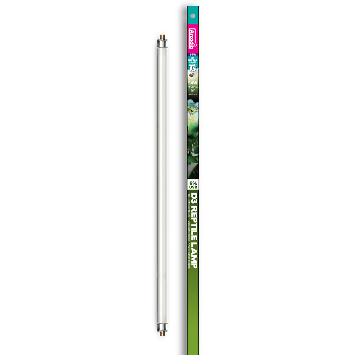D3 Reptile T5 Lamp 6 UVB 117cm (46) 54 Watts Arcadia/Monkfield Nutrition