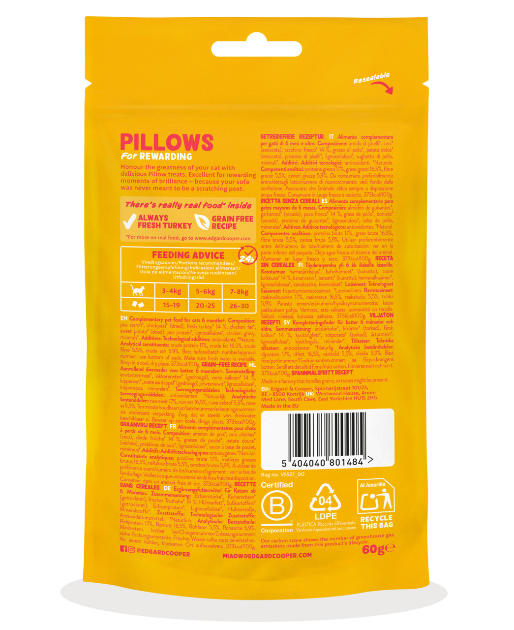 Edgard & Cooper Cat Pillows Turkey Flavour 60g