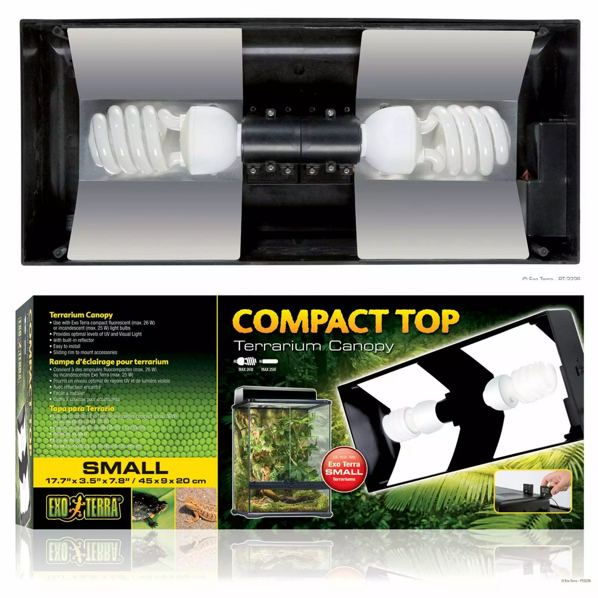 Exo Terra 45cm Compact Top Fluorescent Terrarium Canopy Exo Terra