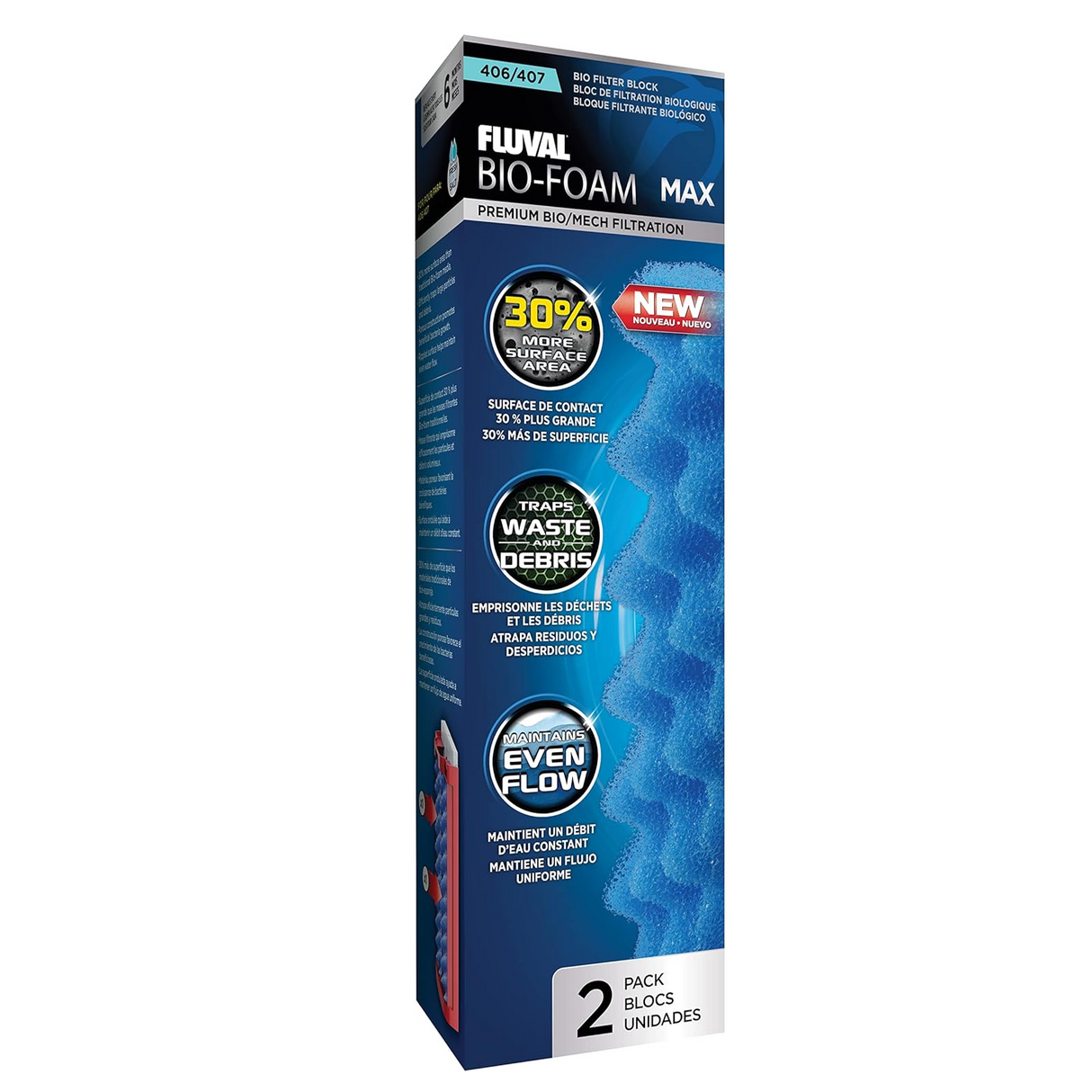 Fluval Bio-Foam Max for 406, 407 Canister Filter, 2-Pack