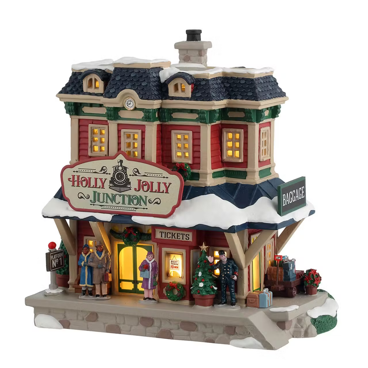 Holly Jolly Junction Incl. Adaptor 100 Ma (White) Lemax Christmas Village Illuminated Building
