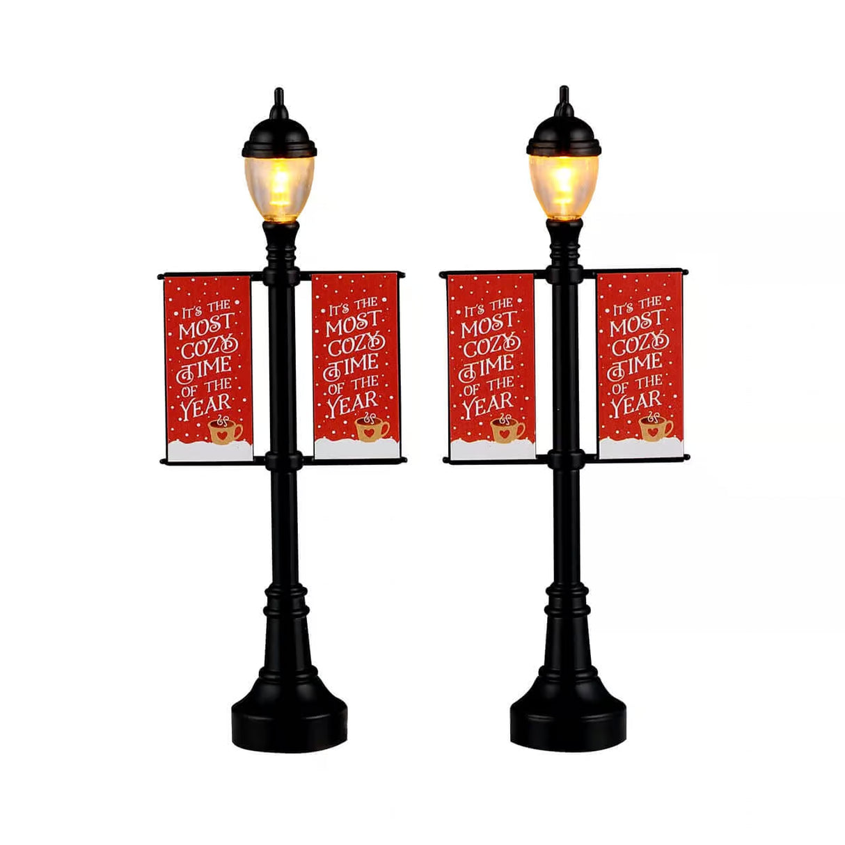 Lamp Post Banners, Set of 2, B/O (4.5V) Lemax Christmas Village Accessory Lemax