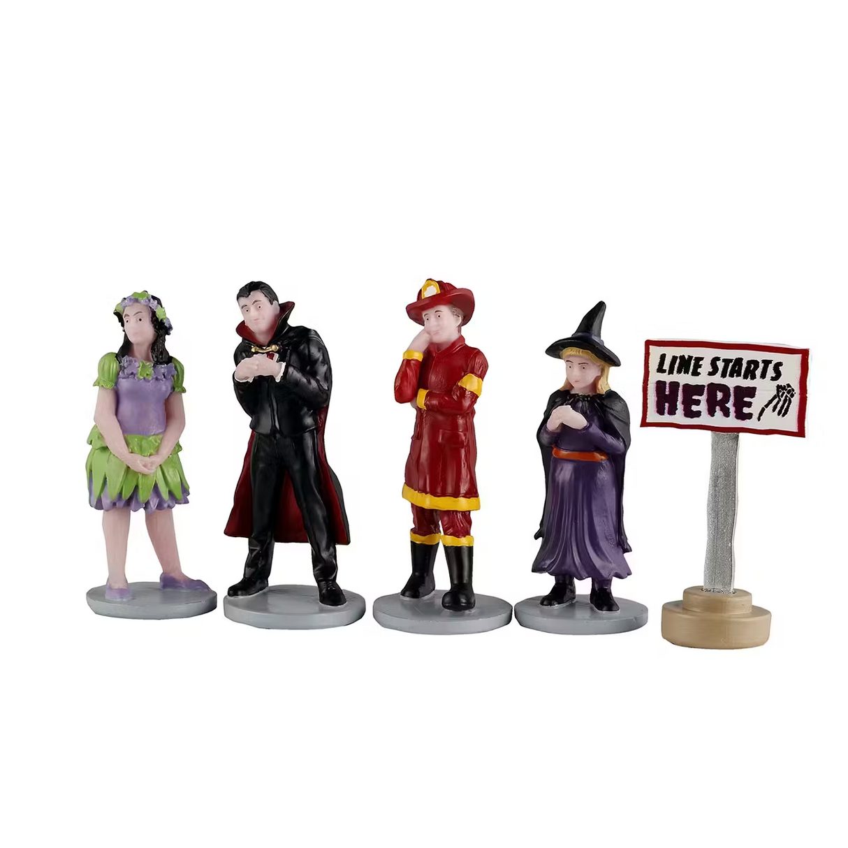 Line Stars Here Set Of 5 Lemax Spooky Town Figurines