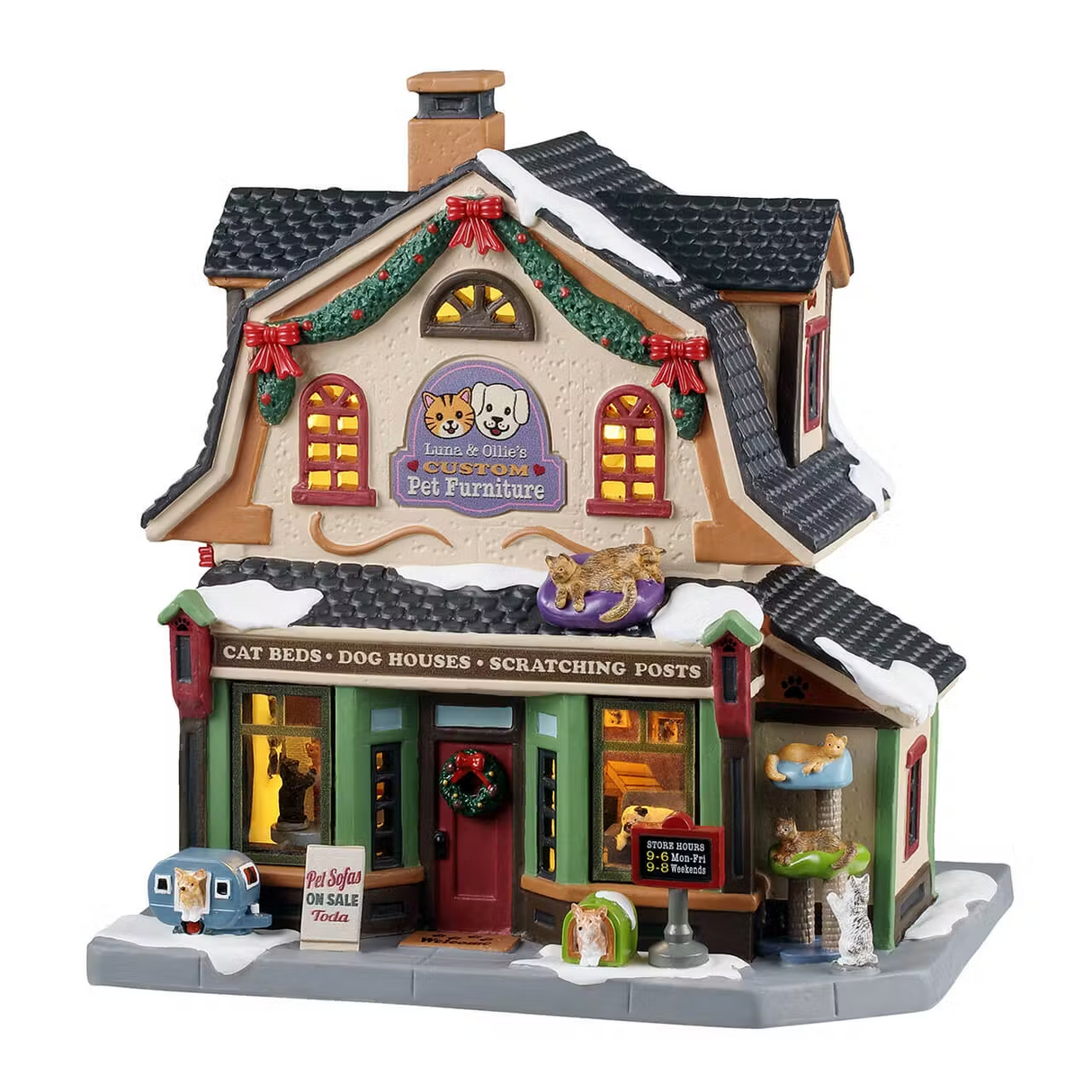 Luna & Ollie's Custom Pet Furniture Incl. Adaptor 100 Ma (White) Lemax Christmas Village Illuminated Building