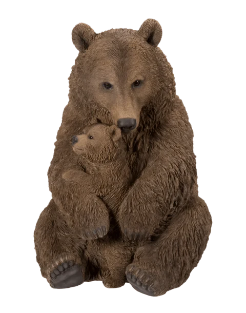 Real Life Mother and Baby Brown Bear Resin Ornament by Vivid Arts