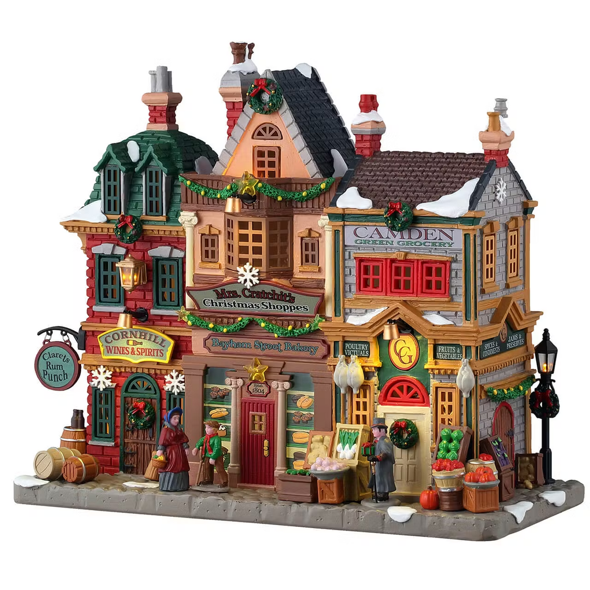 Mrs. Cratchit's Christmas Shoppes Incl. Adaptor 100 Ma (White) Lemax Christmas Village Illuminated Building