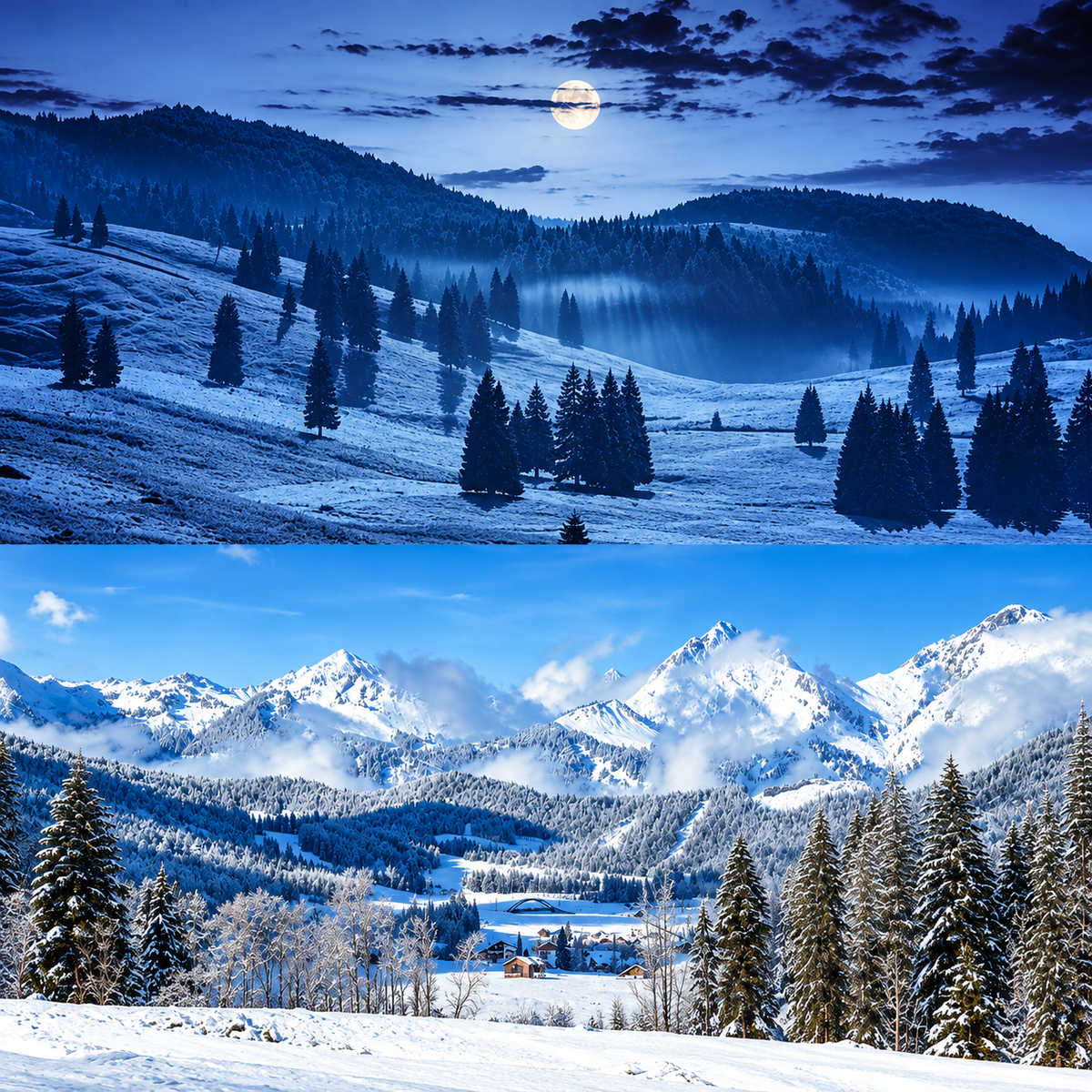 My Village Double-Sided Background – Reversible Mountain Landscape & Spooky Backdrop (100 × 35 cm) | MYP36 Mill Race Garden Centre