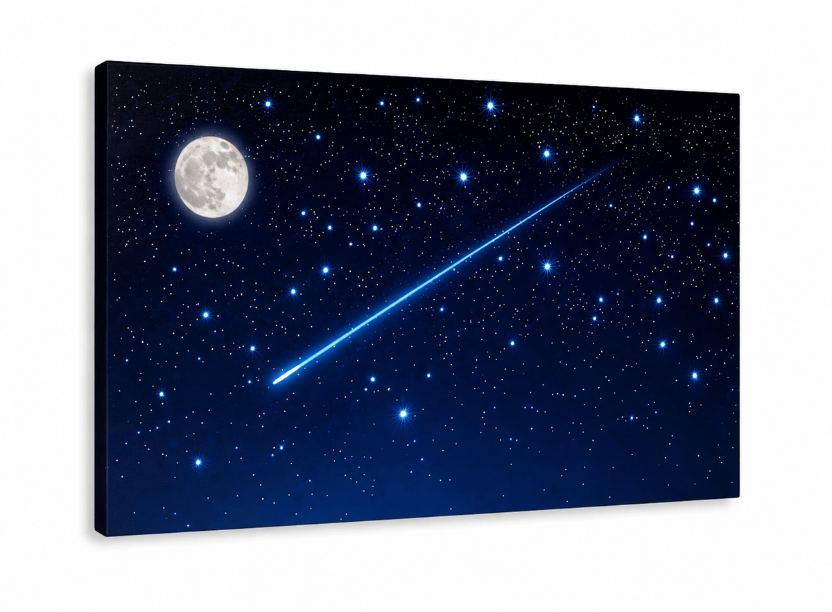 My Village Lighted Canvas Backdrop – Falling Star with Moon (76 × 56 cm) | MYCL07 Mill Race Garden Centre