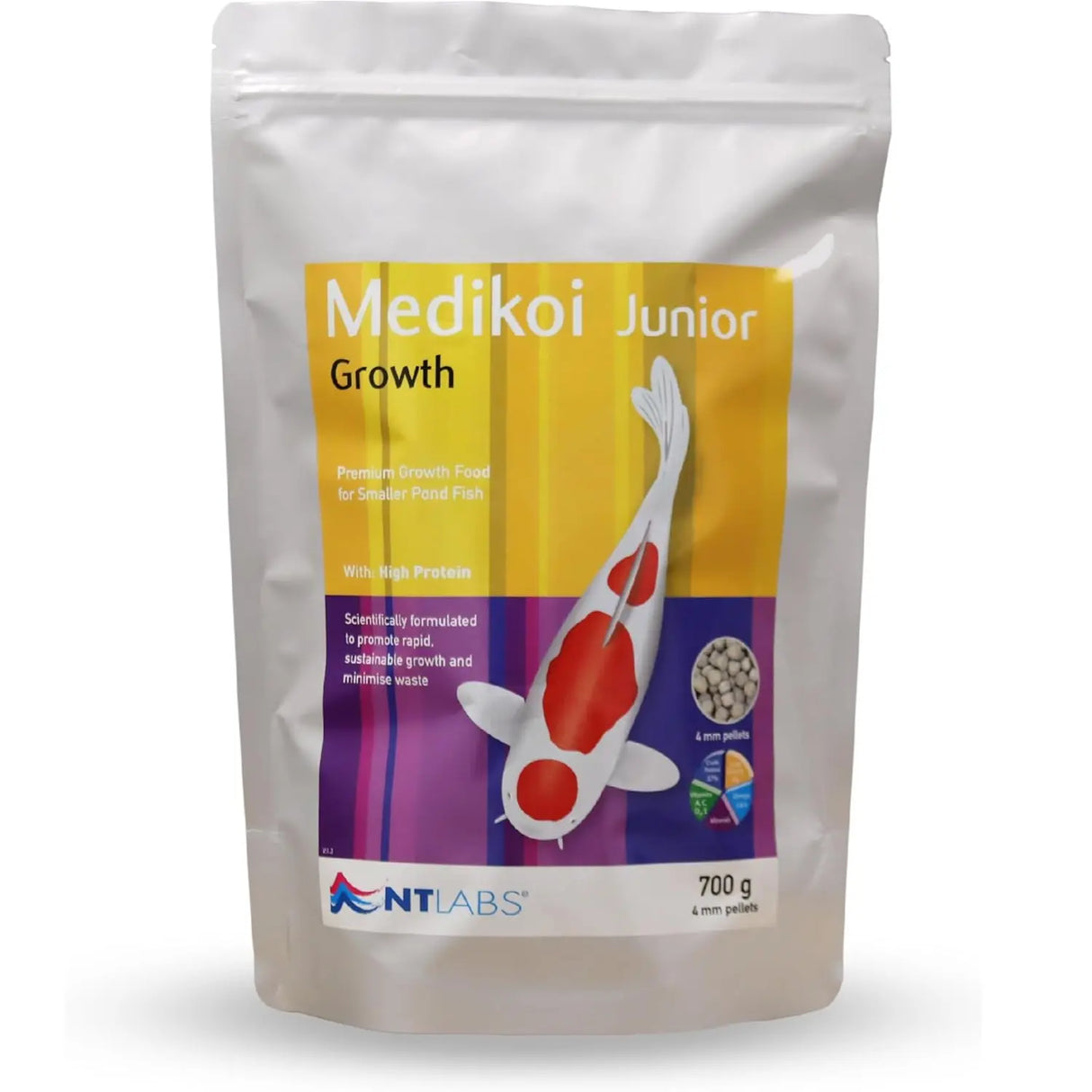 NT Labs MediKoi Growth Junior 4mm Floating Koi Pellet Food 700g Nt Labs