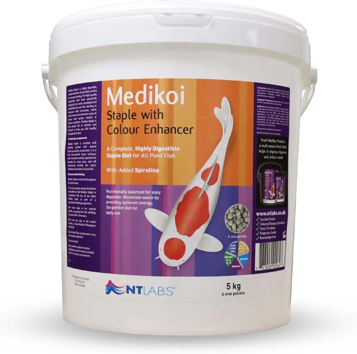 NT Labs Medikoi Staple 6mm Pond Fish Pellets 5kg Nt Labs