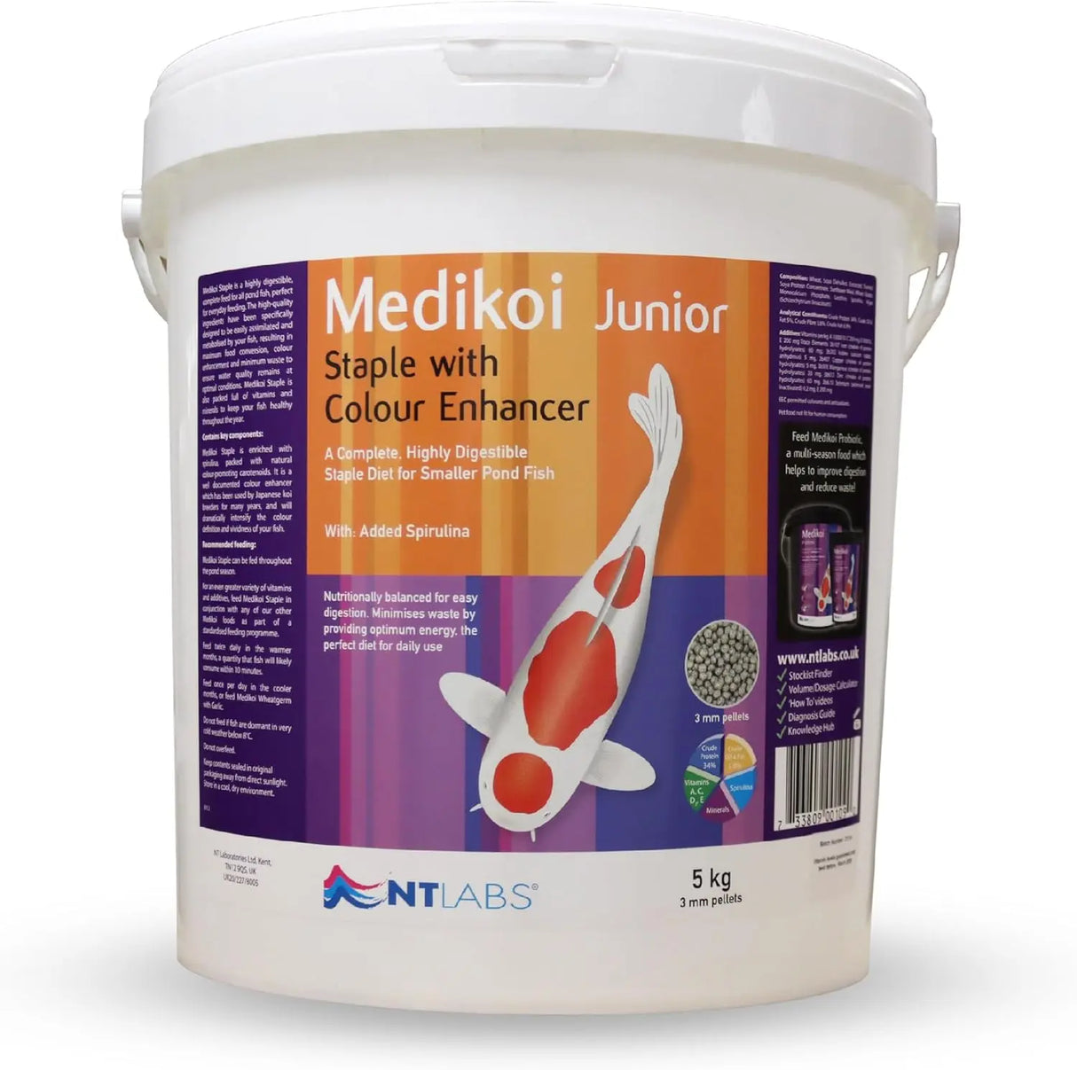 NT Labs Medikoi Staple Junior 3mm 5kg Pond Fish Pellets Nt Labs