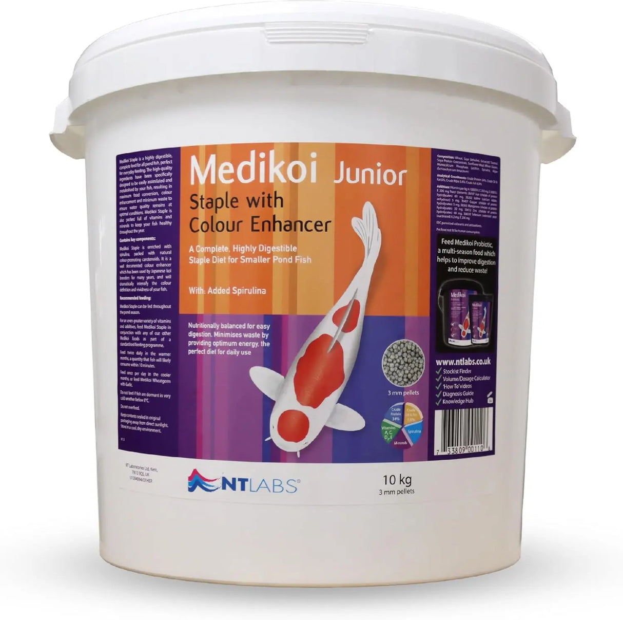 NT Labs Medikoi Staple Junior 3mm 10kg Pond Fish Pellets Nt Labs
