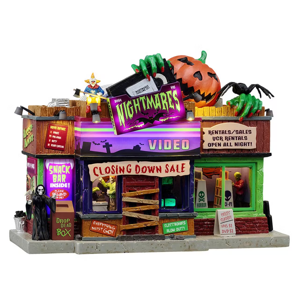 Nightmares Video, With 4.5V Adapter Lemax Spooky Town Illuminated Building
