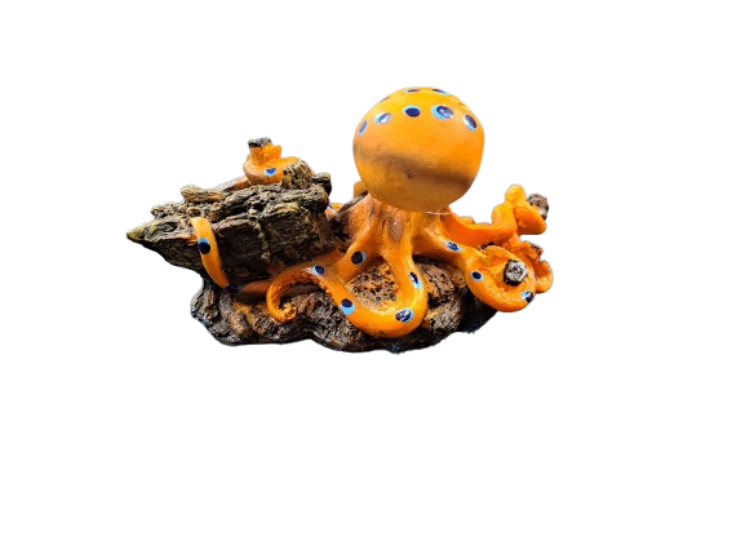 Orange Octopus Aquarium Ornament