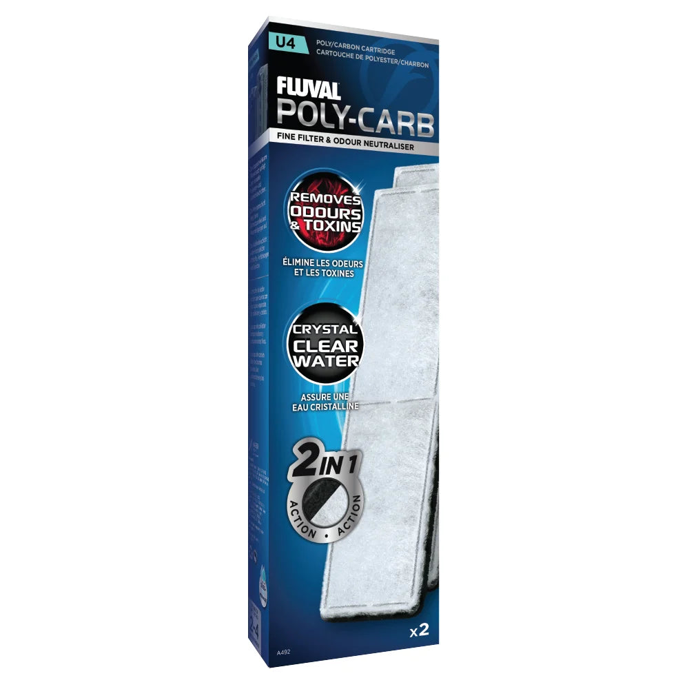Fluval Poly-Carb Cartridge for U4 Underwater Filter, 2-Pack