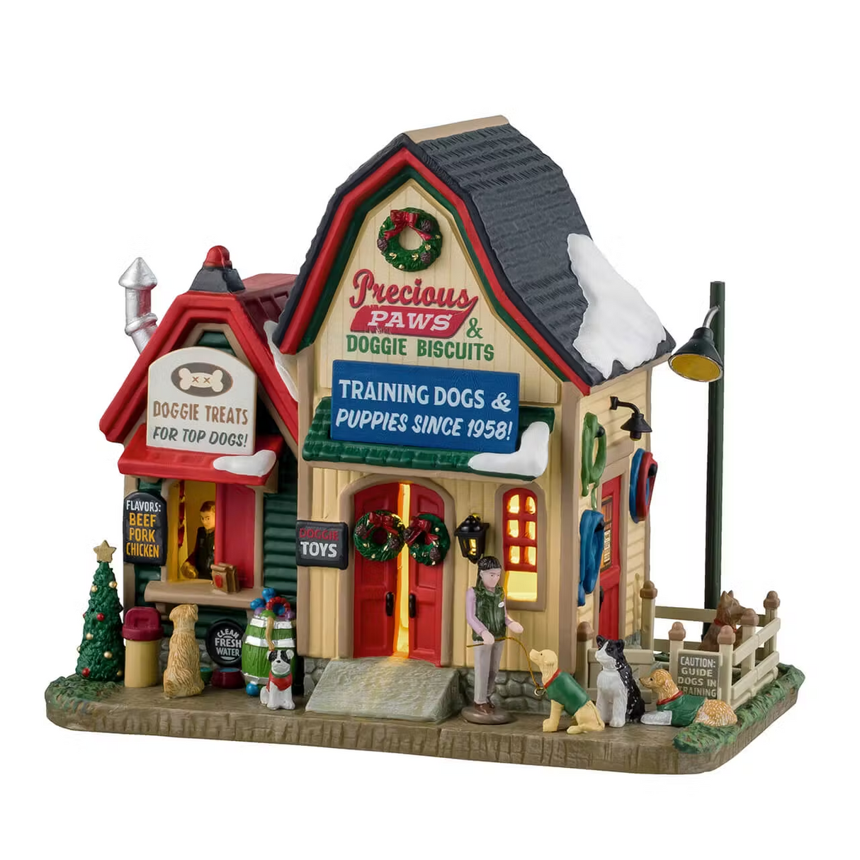 Precious Paws & Doggie Biscuits Incl. Adaptor 100 Ma (White) Lemax Christmas Village Illumianted Building