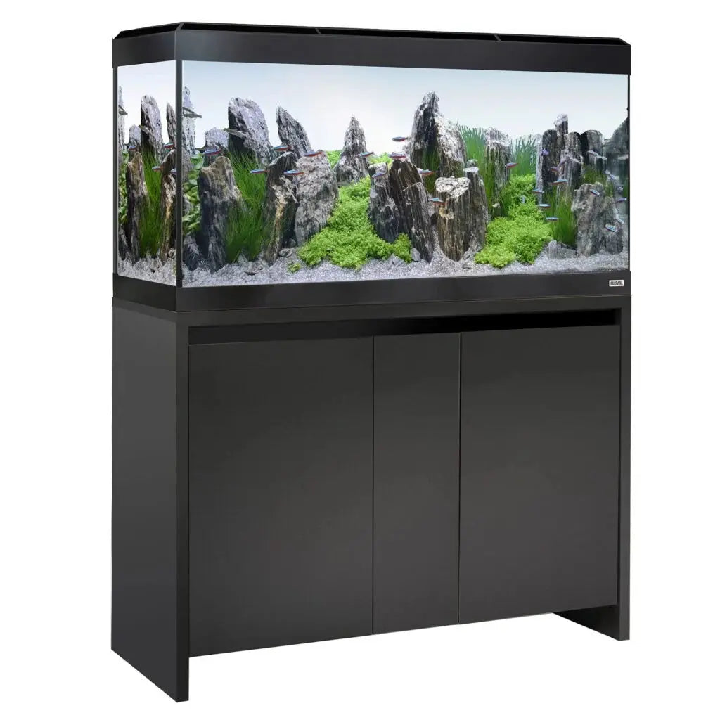 Fluval Roma 200 Black Aquarium Set with Black Cabinet Fluval