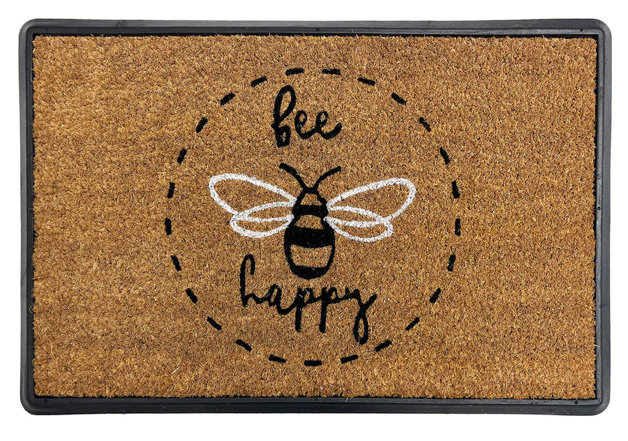 Rubber & Coir Tray Doormat Bee Happy 40x60cm Decco Ltd