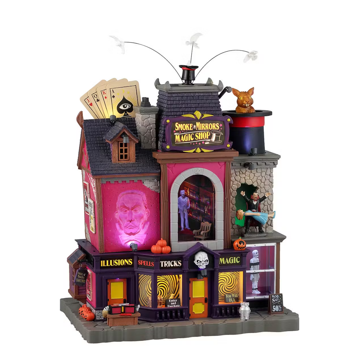 Smoke & Mirrors Magic Shop Incl. Adaptor 550 Ma (Black) Lemax Spooky Town Illuminated Building