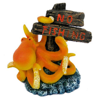 Squid No Fishing Sign Aquarium Ornament