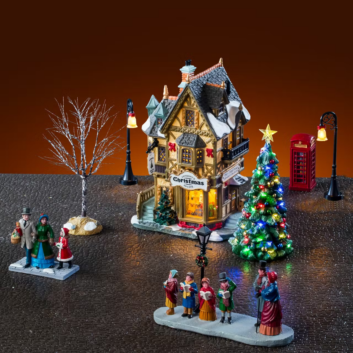 Tannenbaum Christmas Shoppe Set Incl. White Adaptor Lemax Christmas Village House Set