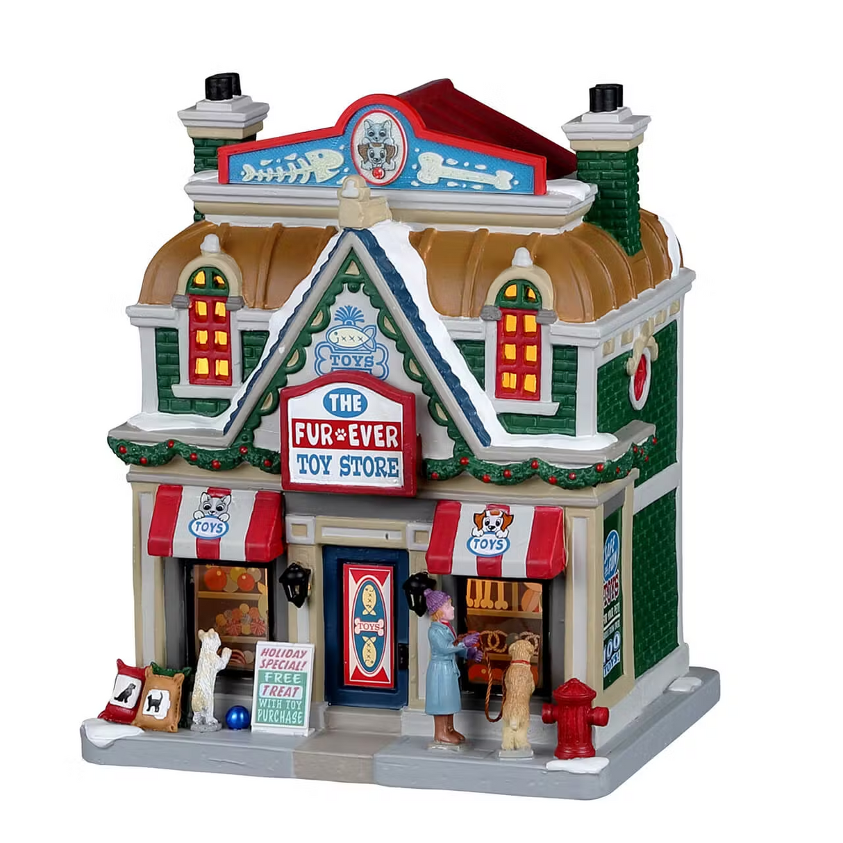 The Fur-Ever Toy Store with 4.5V Adaptor Lemax Christmas Village Illuminated Building