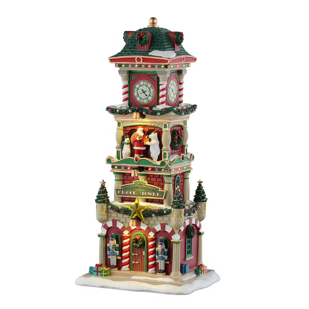 The Village Square Clock Tower B/O (4.5V) Lemax Christmas Village Illuminated Building