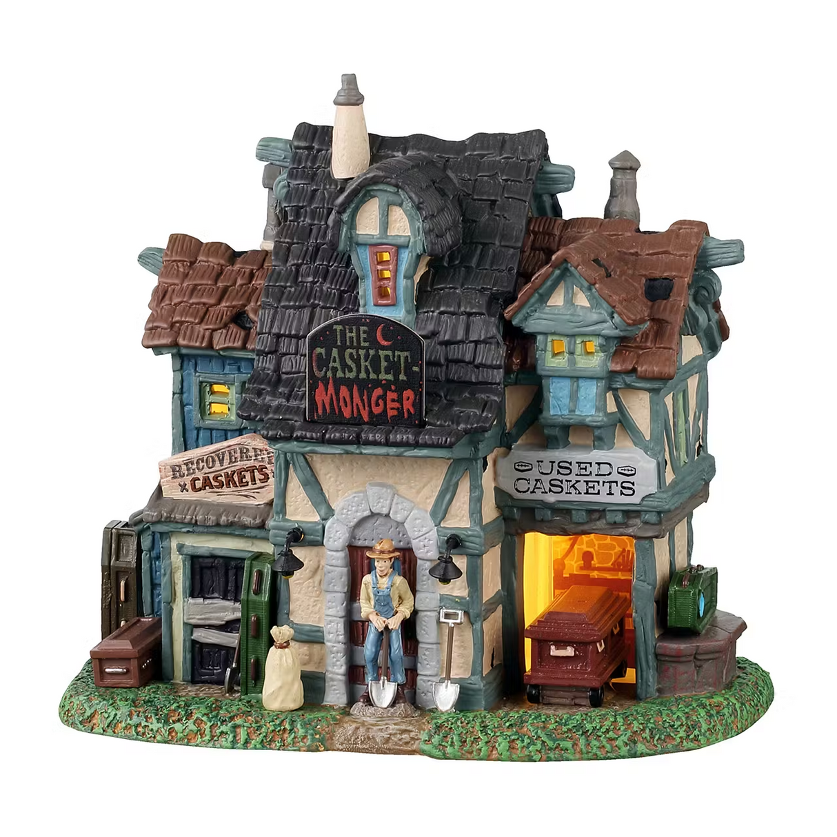 The Casket-Monger Incl. Adaptor 100 Ma (Black) Lemax Spooky Town Illuminated Building
