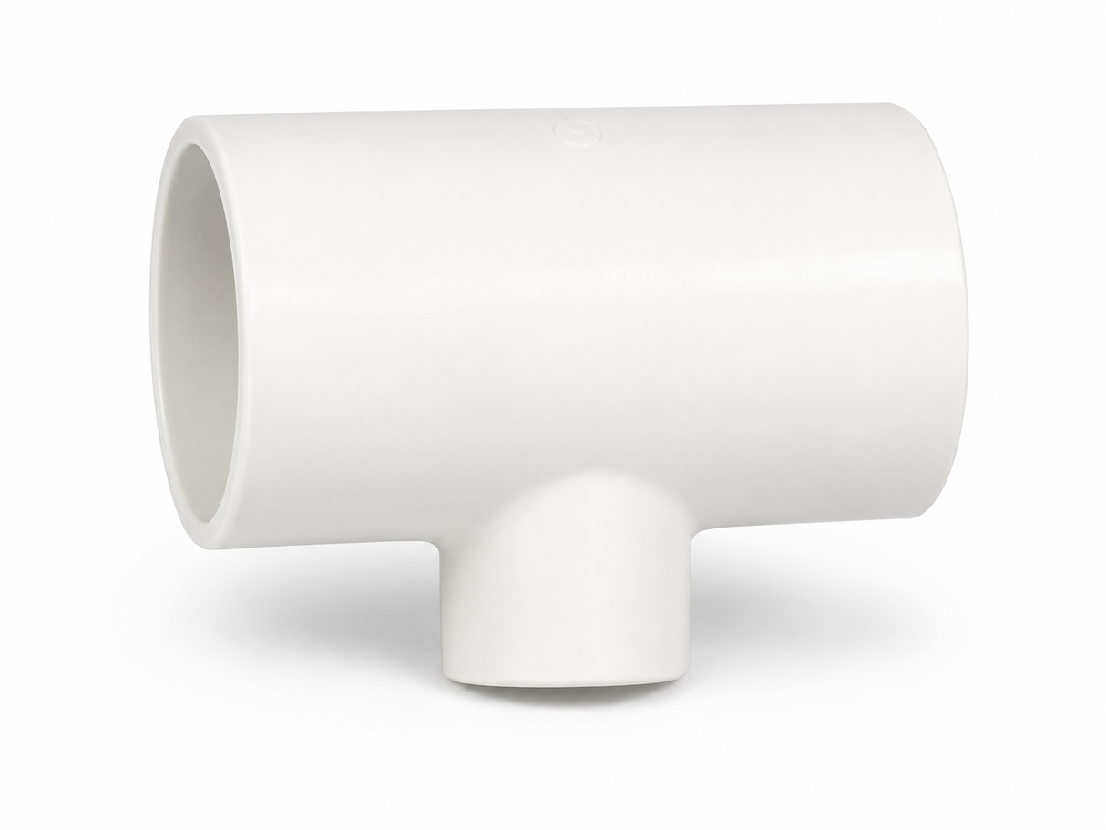 PVC Reducing Tee 1.5" to 0.5" (White) – Schedule 40 T-Joint Pipe Fitting Anhui Hefei Hongjia Co Ltd