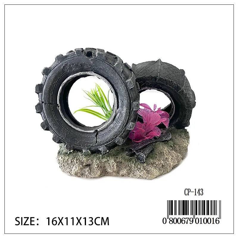 A Pair of Tyres Aquarium Ornament