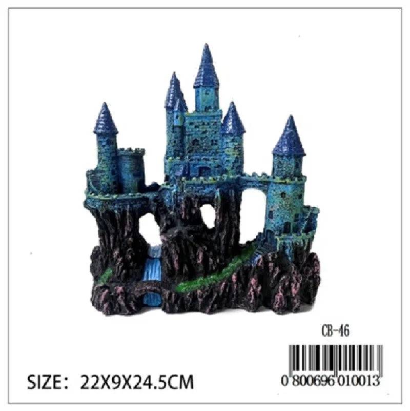 Aquarium Décor Castle on Rock CB-46 – Polyresin Ornament for Freshwater & Coldwater Tanks Anhui Hefei Hongjia Co Ltd