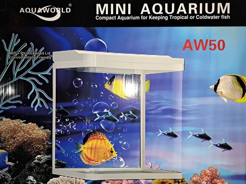 Aquaworld White Glass Mini Aquarium AW50 AquaWorld