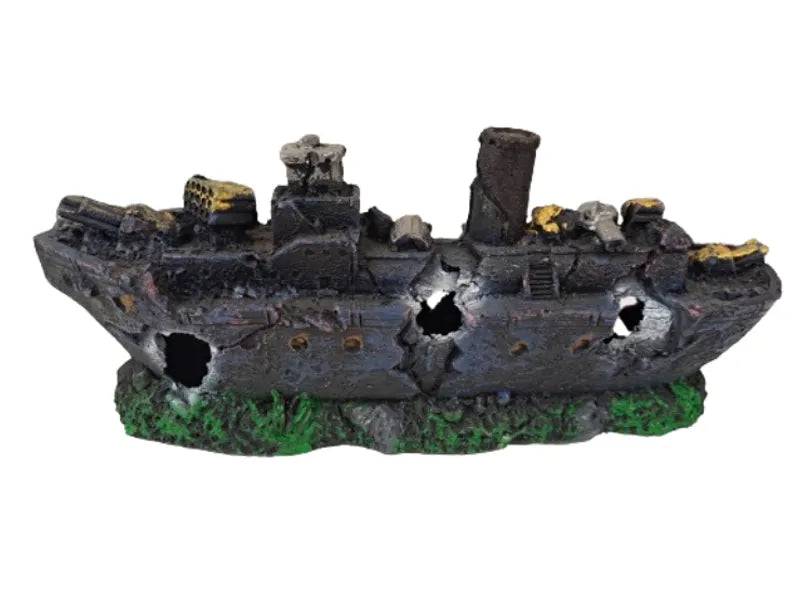 Blue and Purple Shipwreck Aquarium Ornament