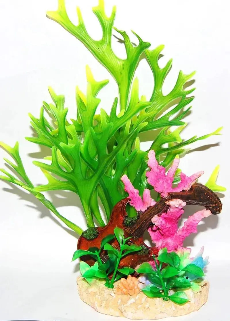 Guitar on Rock Aquarium Ornament Anhui Hefei Hongjia Co Ltd