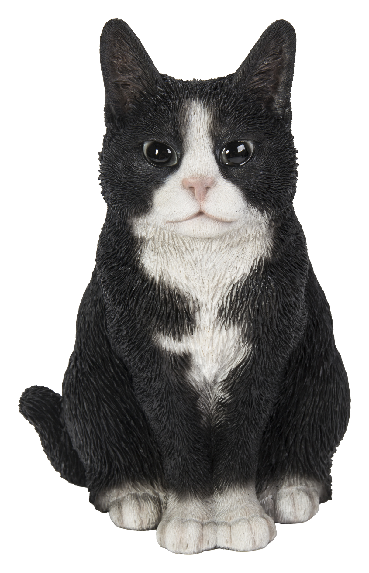 Sitting Black & White Cat Real Life Resin Ornament by Vivid Arts