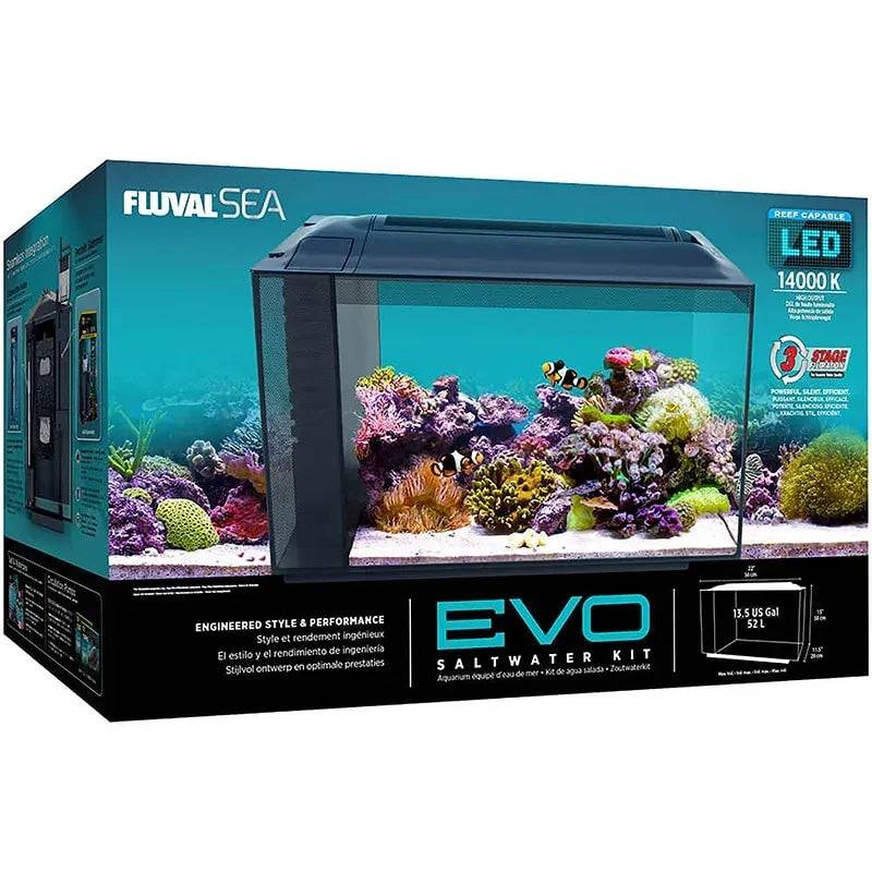 Fluval SEA Evo 52L Aquarium Set showcases a vibrant nano saltwater tank, perfect for desks and countertops.