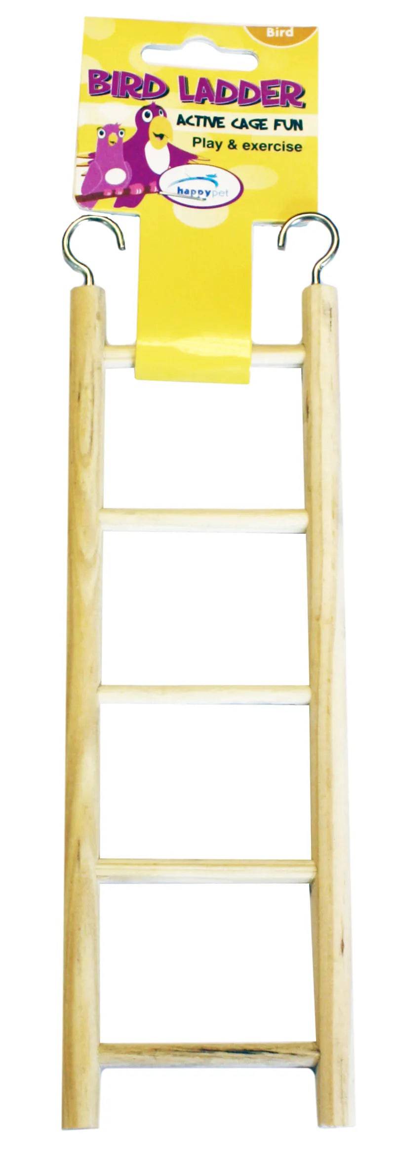 Happy Pet Wooden Bird Ladder 5 Step – Natural Cage Climbing Toy for Budgies & Canaries