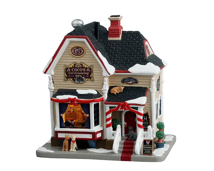Coco's Cat Grooming Spa Lemax Christmas Village Lighted Building Lemax Christmas Village