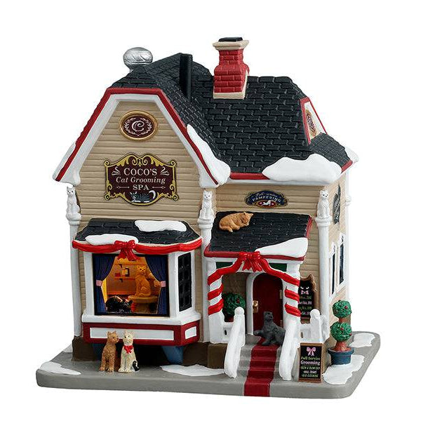 Coco's Cat Grooming Spa Lemax Christmas Village Illuminated Building Lemax Christmas Village