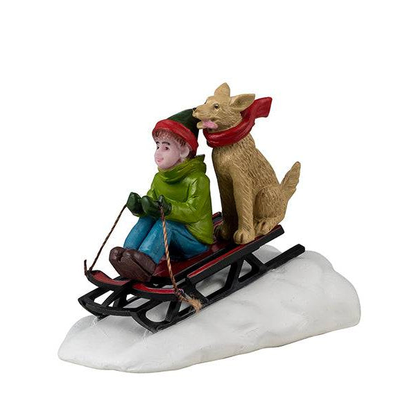Doggone Downhill Sledding Lemax Christmas Village Figurine