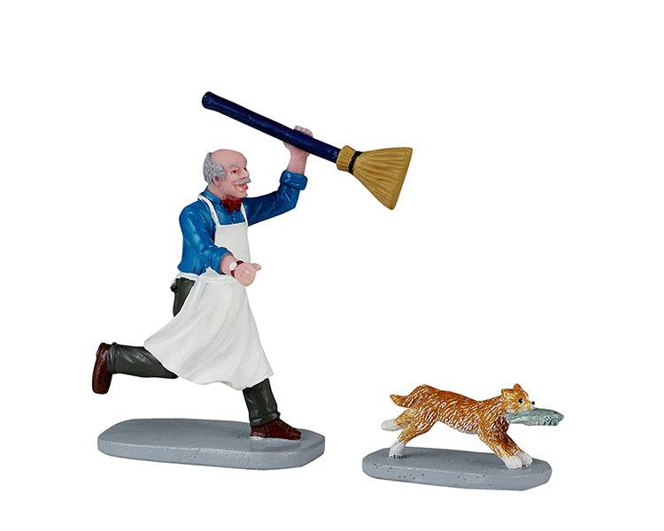 Feline Fish Thief Set of 2 Lemax Christmas Village Figurine Lemax Christmas Village