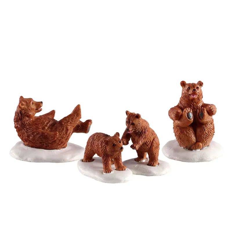 Bear Family Snow Day set of 4 Lemax Christmas Village Figurine