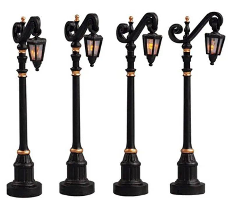 Colonial Street Lamps 4pcs Lemax Christmas Village Accessory