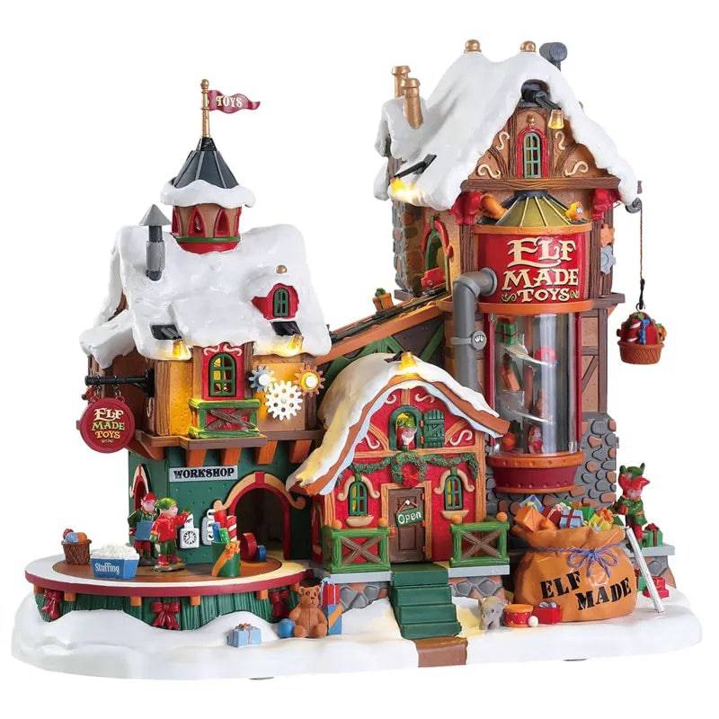 Elf Made Toy Factory Lemax Christmas Village Sights and Sounds Lemax