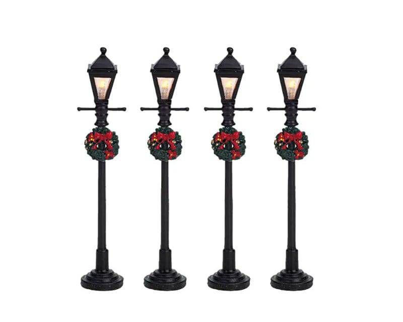 Gas Street Lanterns Set of 4 Lemax Christmas Village Accessory Lemax