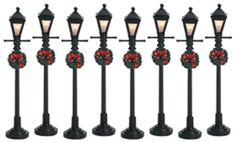 Gas Street Lanterns x 8 Lemax Christmas Village Accessory